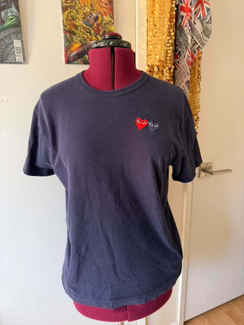 Comme des Garçons navy blue heart t-shirt